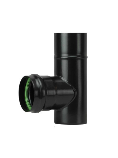 Tubo a T M/F stufa a pellet Save Pellet DN 80 mm smaltato Nero con guarnizione